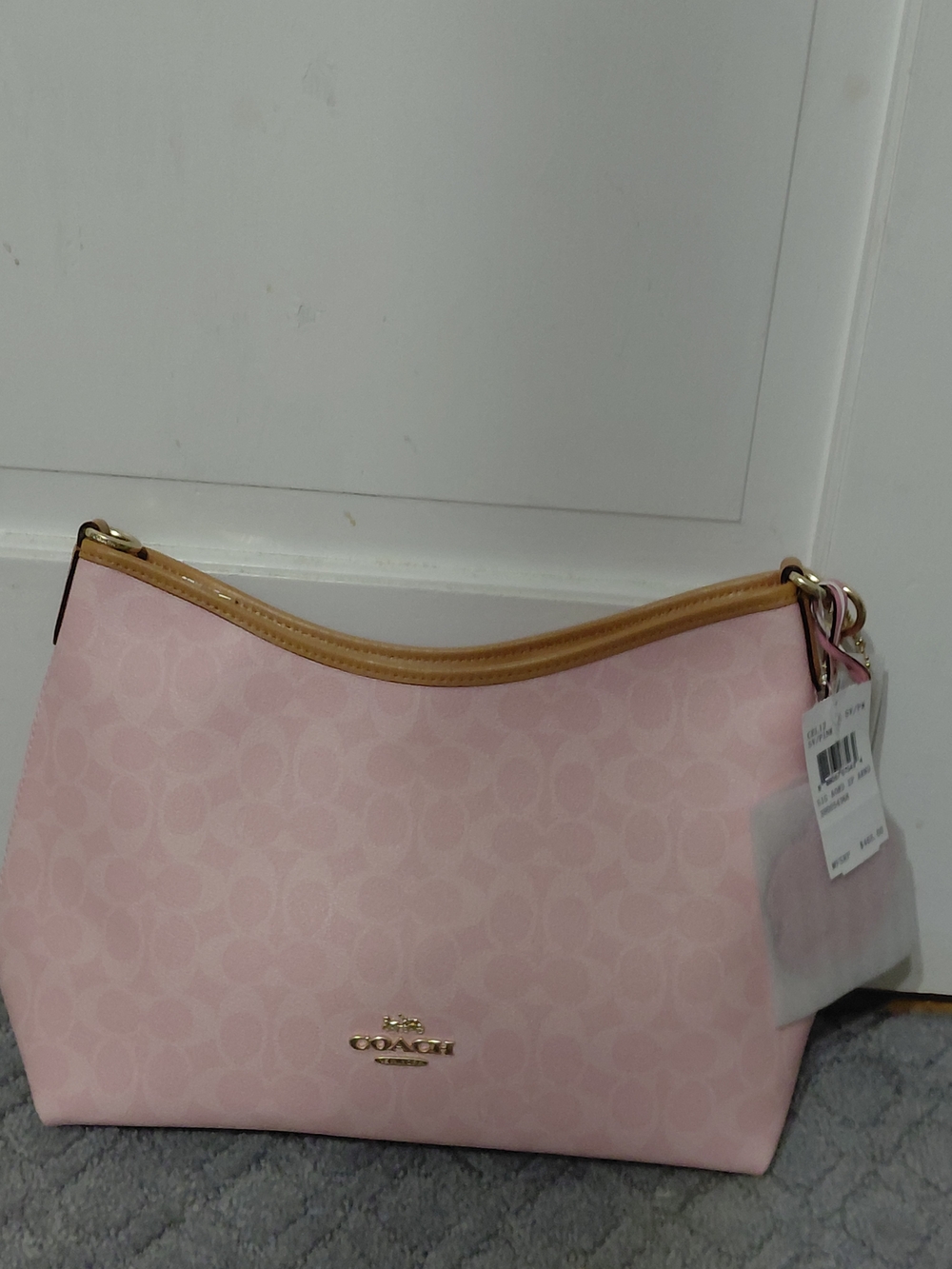 Coach Pink Signature Jacquard Shoulder Bag - Picture 1 of 4